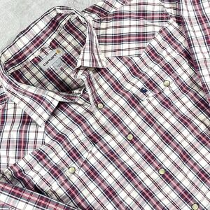 Carhartt Shirt Mens Large Relaxed Fit Pearl Snap Long Sleeve Blue Red Plaid